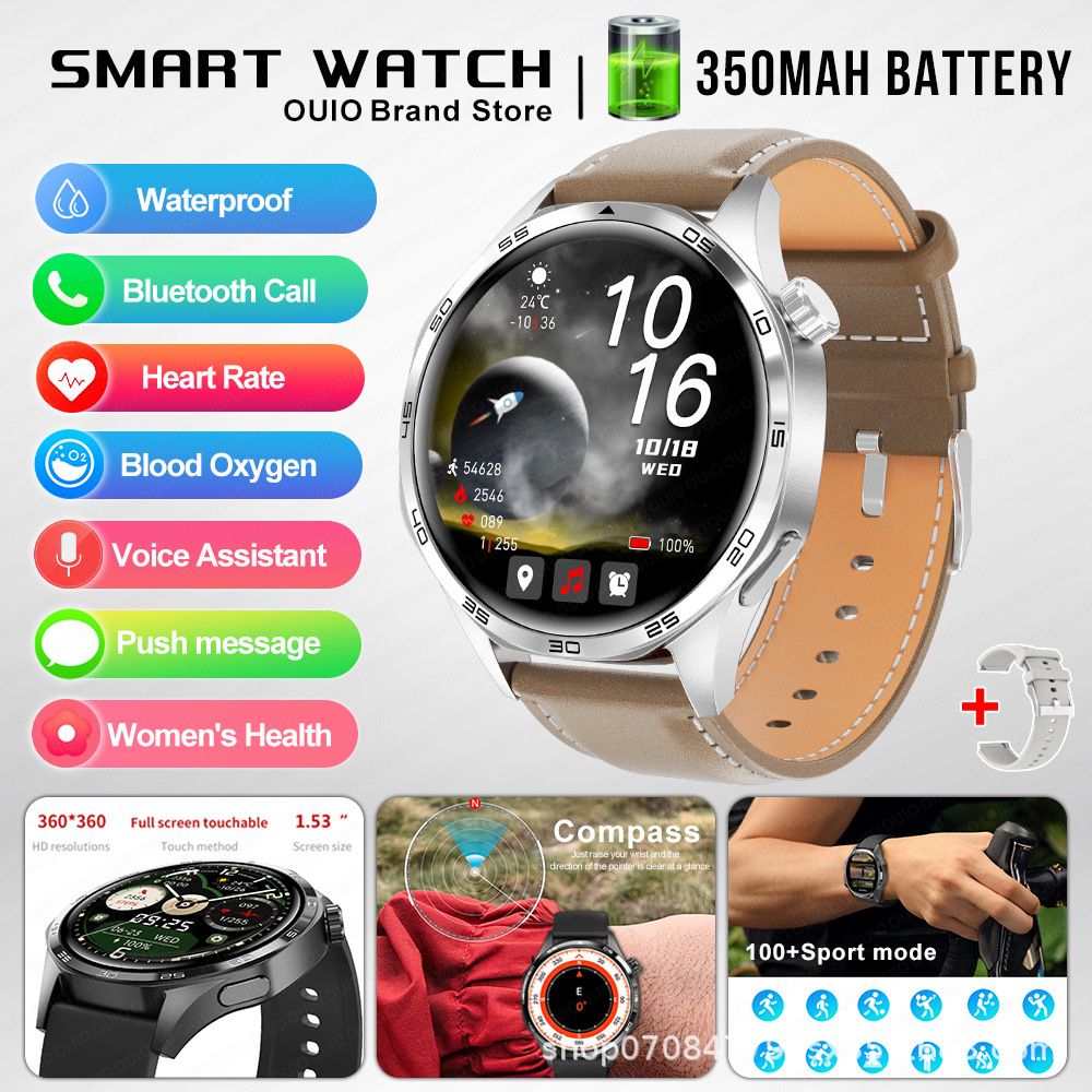2026 New For HUAWEI Smart Watch Men GT5 PRO NFC GPS Sports Compass Fitness Heart Rate Bluetooth Call Smartwatch Watch 5 Pro