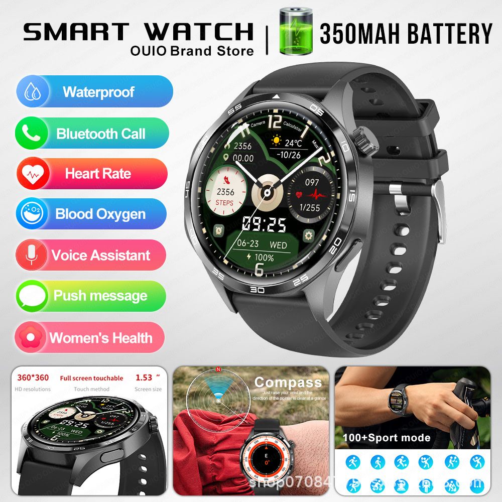 2026 New For HUAWEI Smart Watch Men GT5 PRO NFC GPS Sports Compass Fitness Heart Rate Bluetooth Call Smartwatch Watch 5 Pro