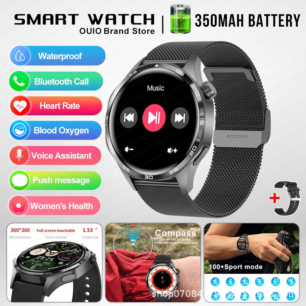 2026 New For HUAWEI Smart Watch Men GT5 PRO NFC GPS Sports Compass Fitness Heart Rate Bluetooth Call Smartwatch Watch 5 Pro