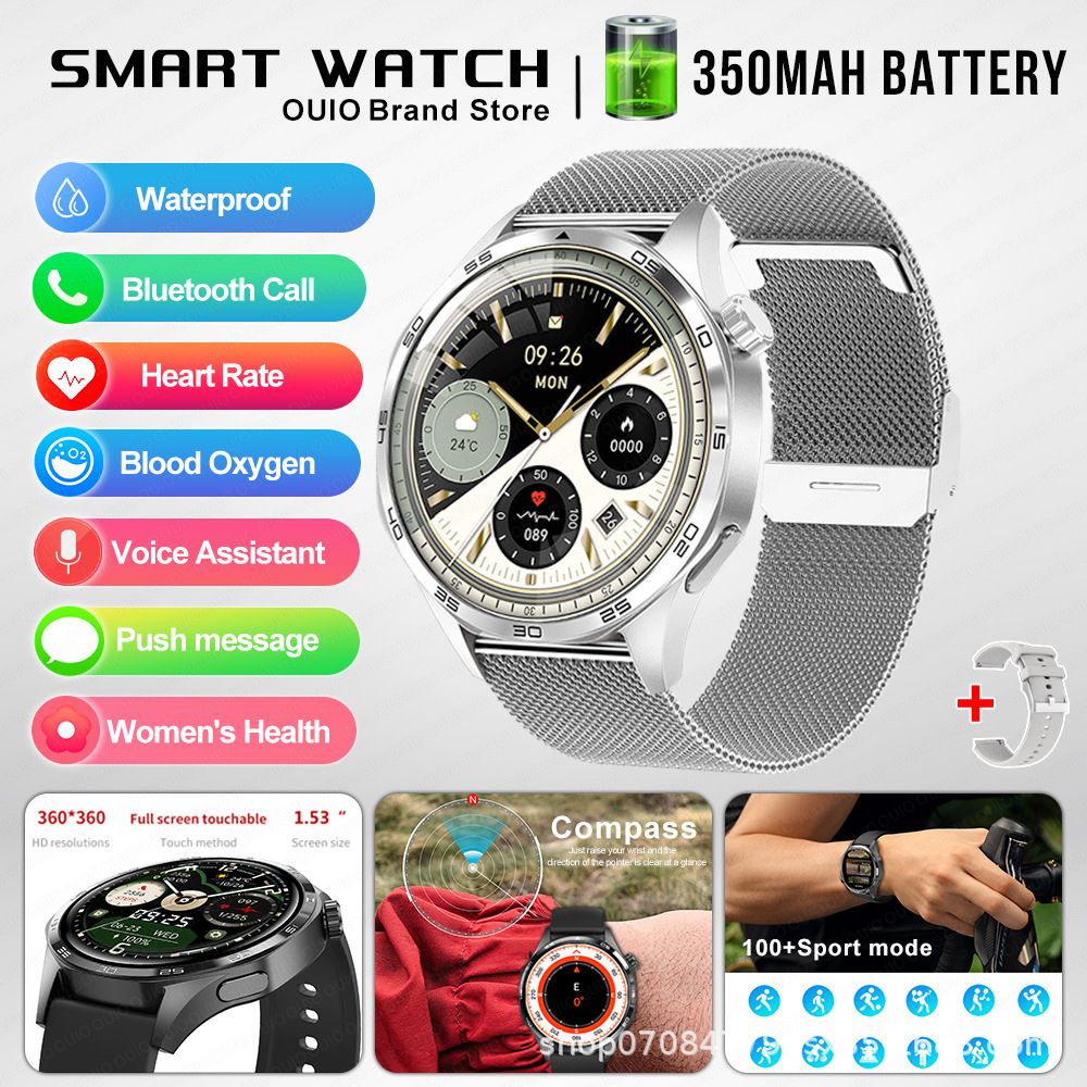 2026 New For HUAWEI Smart Watch Men GT5 PRO NFC GPS Sports Compass Fitness Heart Rate Bluetooth Call Smartwatch Watch 5 Pro