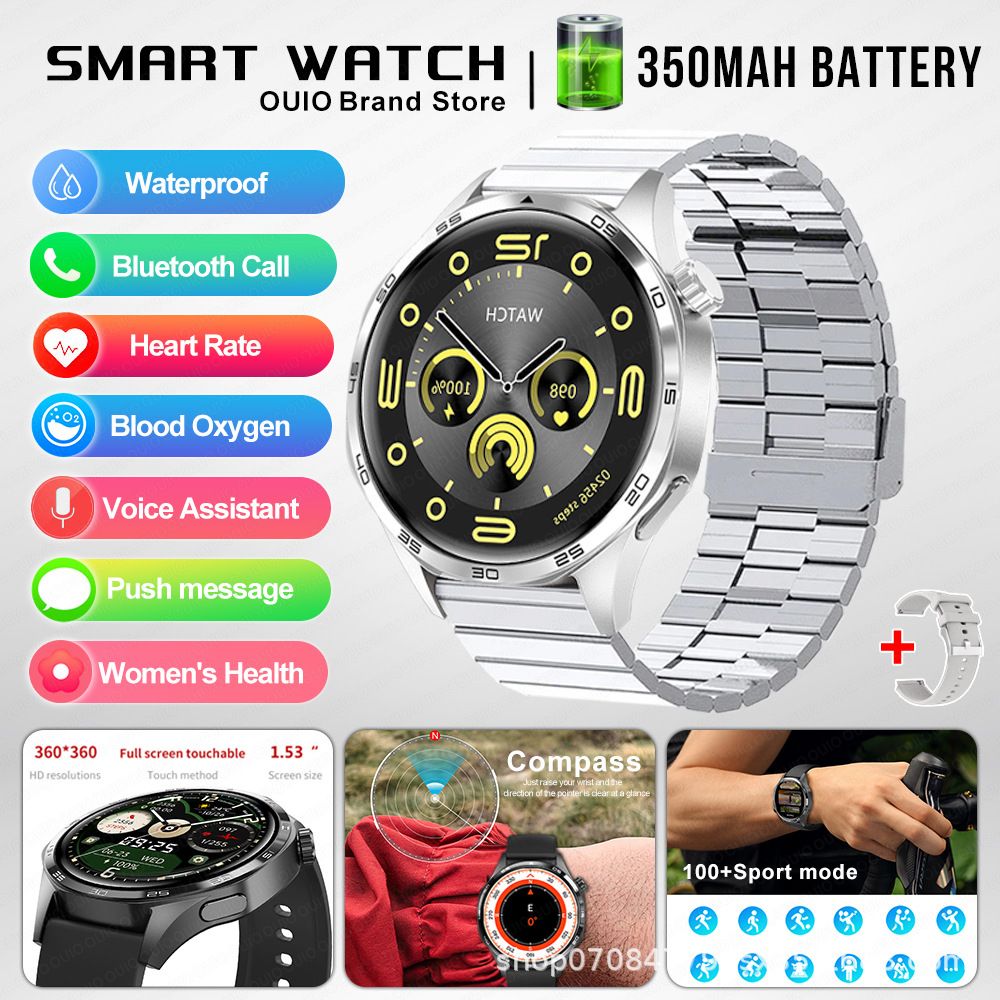 2026 New For HUAWEI Smart Watch Men GT5 PRO NFC GPS Sports Compass Fitness Heart Rate Bluetooth Call Smartwatch Watch 5 Pro