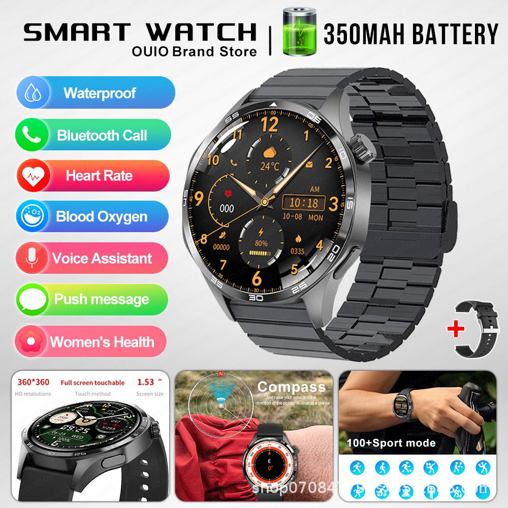 2026 New For HUAWEI Smart Watch Men GT5 PRO NFC GPS Sports Compass Fitness Heart Rate Bluetooth Call Smartwatch Watch 5 Pro