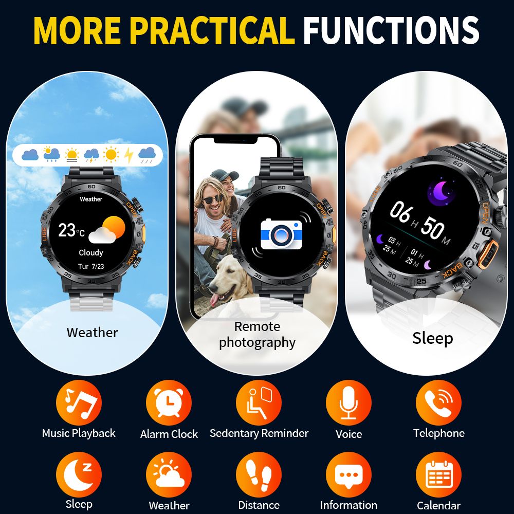 LIGE Smart Watch Men 360*360 AMOLED HD Screen Waterproof Sport Fitness Watches Flashlight New Men Smartwatch For Andrio IOS
