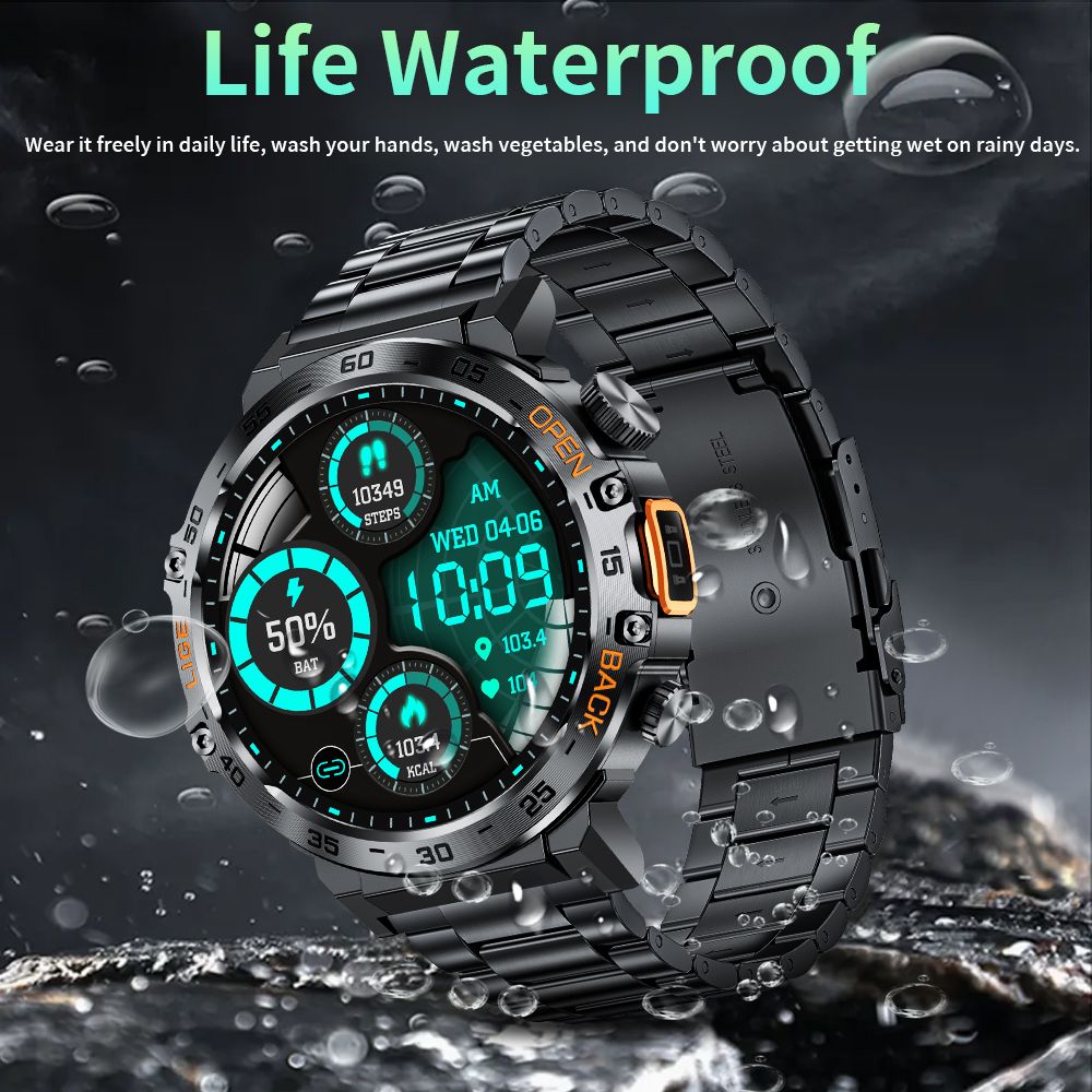 LIGE Smart Watch Men 360*360 AMOLED HD Screen Waterproof Sport Fitness Watches Flashlight New Men Smartwatch For Andrio IOS