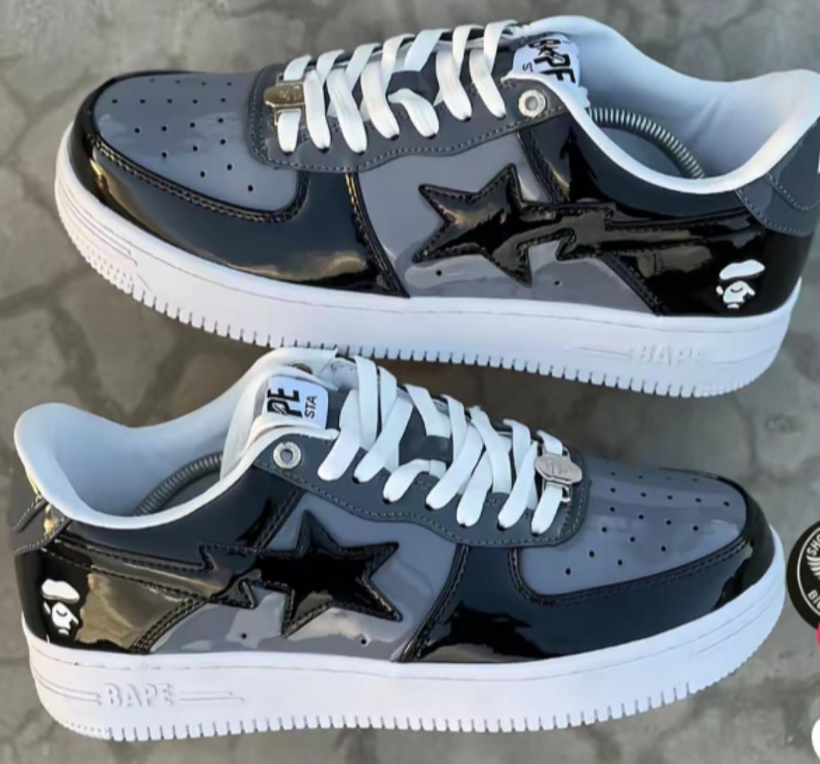 BAPESTAR SNEAKERS -GREY & BLACK