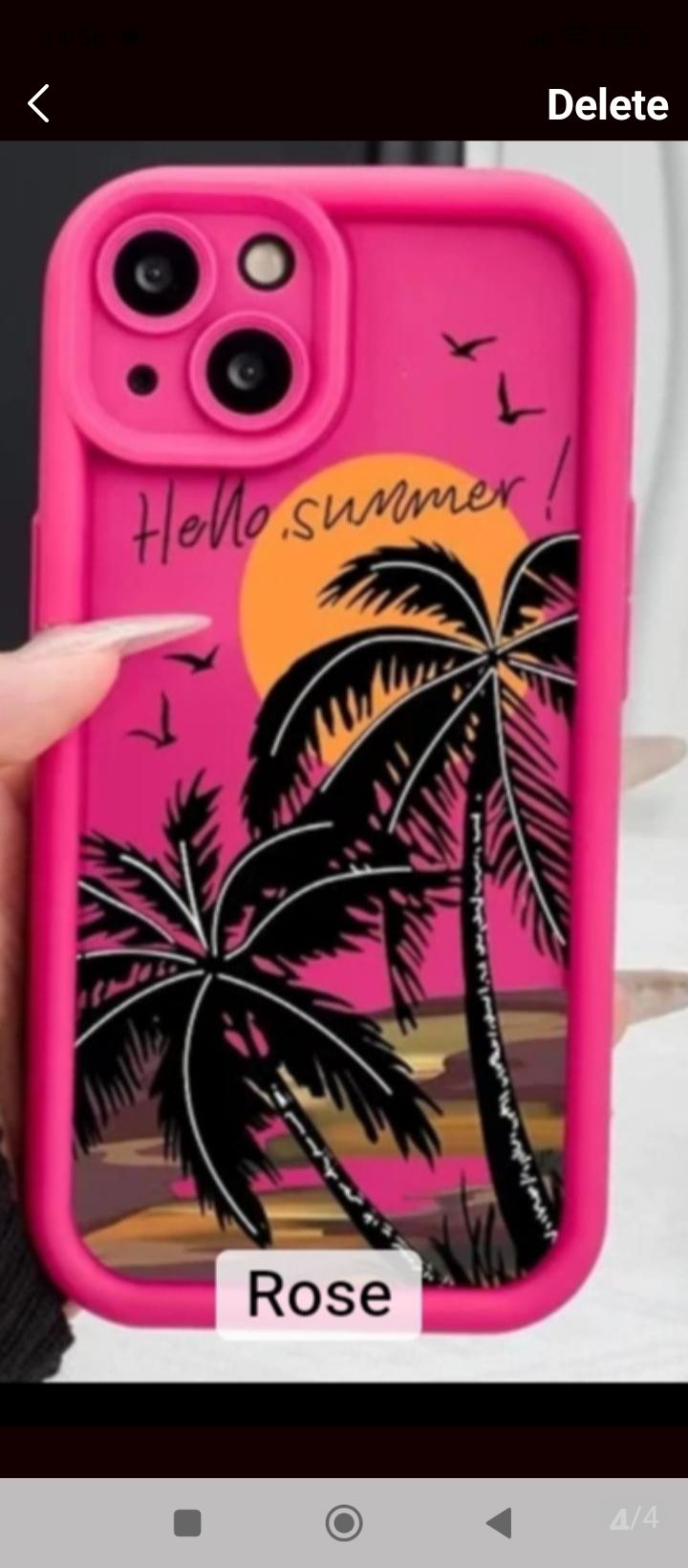 MOBILE CASES FOR IPHONE 14 PLAIN- SUNSET COCONUT TREE DESIGN.