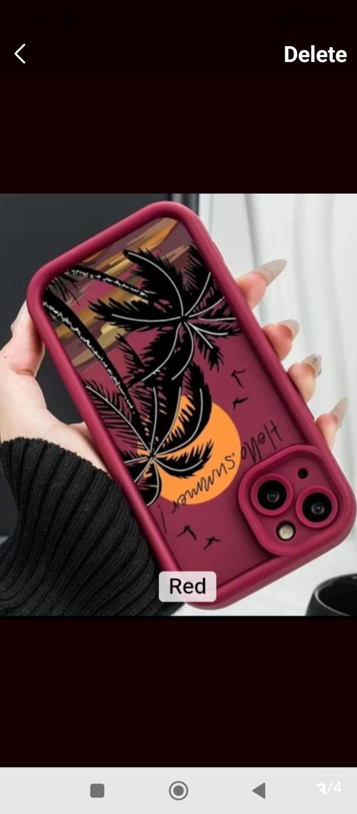 MOBILE CASES FOR IPHONE 14 PLAIN- SUNSET COCONUT TREE DESIGN.