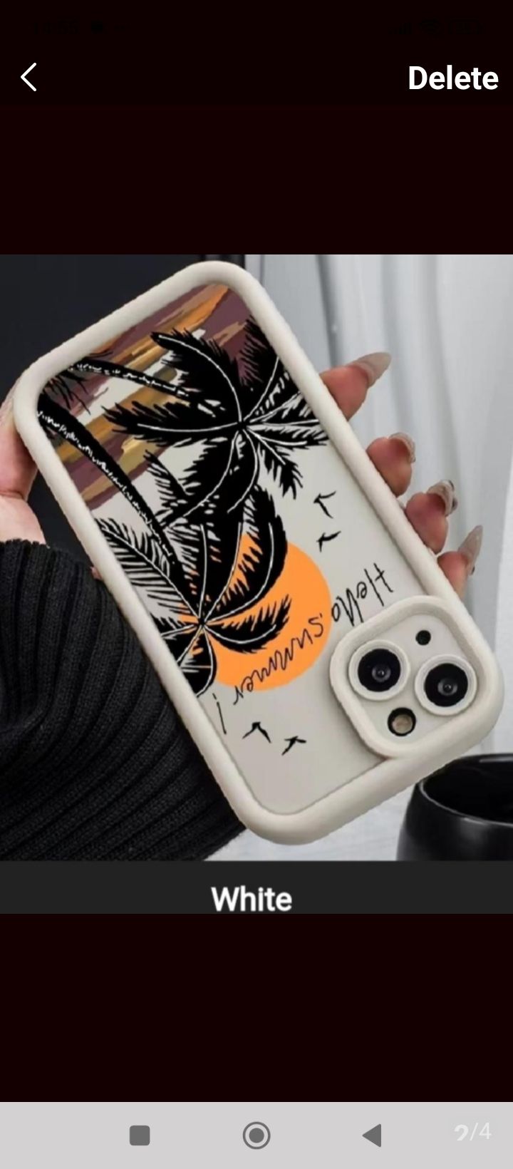 MOBILE CASES FOR IPHONE 14 PLAIN- SUNSET COCONUT TREE DESIGN.