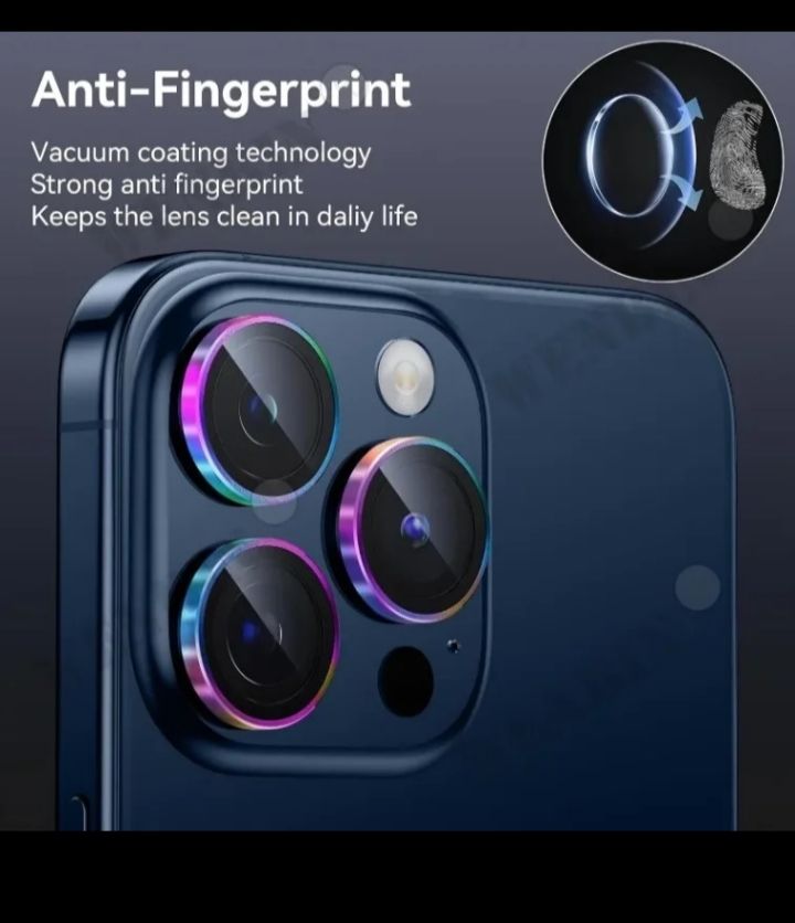 CAMERA LENS PROTECTORS - METAL RING TEMEPERED GLASS CAMERA LENS FOR IPHONE 13,14 & 15 PROMAX