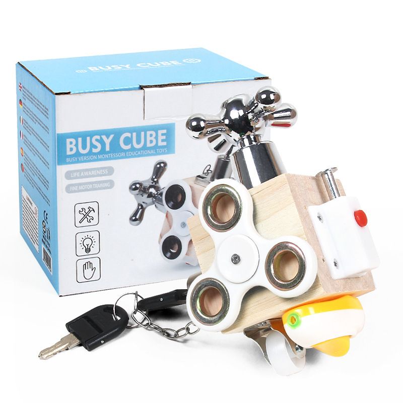 Montessori early education busy block, hand eye coordination training for young children, parent-child interaction, unlocking maze, wooden toys
