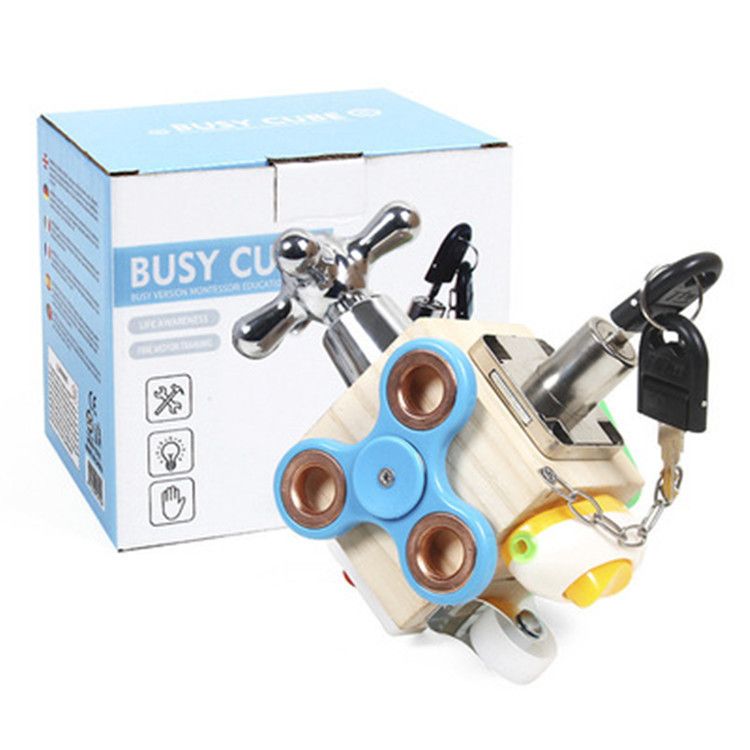 Montessori early education busy block, hand eye coordination training for young children, parent-child interaction, unlocking maze, wooden toys
