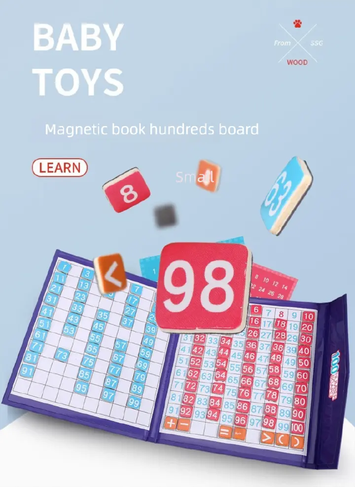 Montessori teaching aids, magnetic hundred number board, digital building blocks, kindergarten hundred sorting, number sense training, addition and subtraction toys