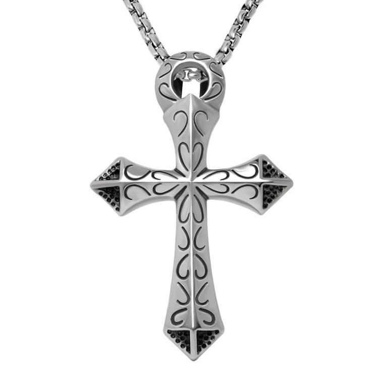 Fashion Accessories > Jewelry > Men Jewelry > Necklaces > Fashion Necklaces 60CM Personalized Cross Necklace Titanium Steel Fashionable Boys Chain Pendant Trendy Personalized Pendant+Free gift box
