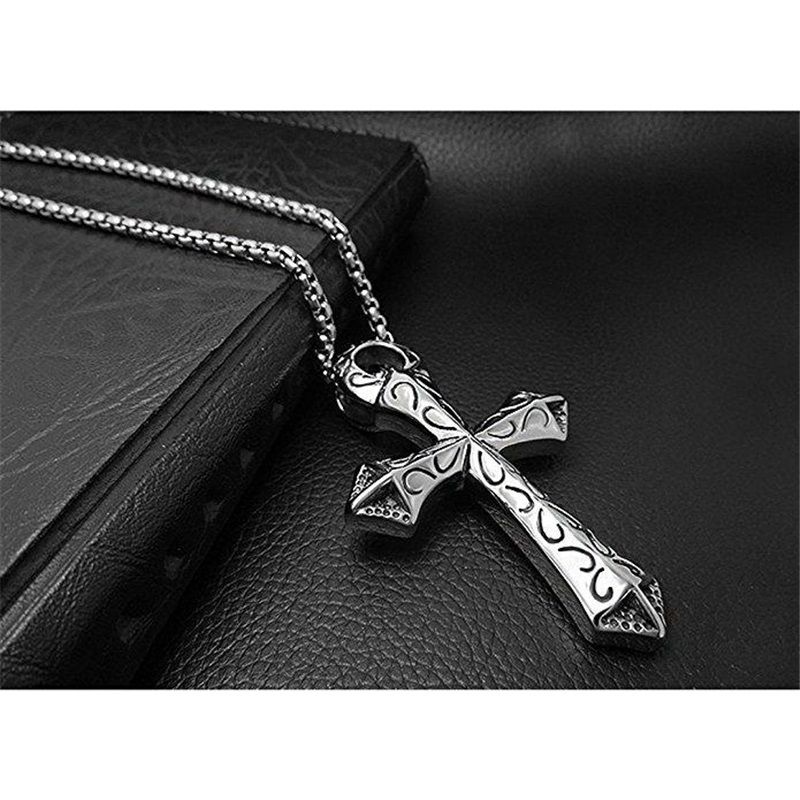 Fashion Accessories > Jewelry > Men Jewelry > Necklaces > Fashion Necklaces 60CM Personalized Cross Necklace Titanium Steel Fashionable Boys Chain Pendant Trendy Personalized Pendant+Free gift box