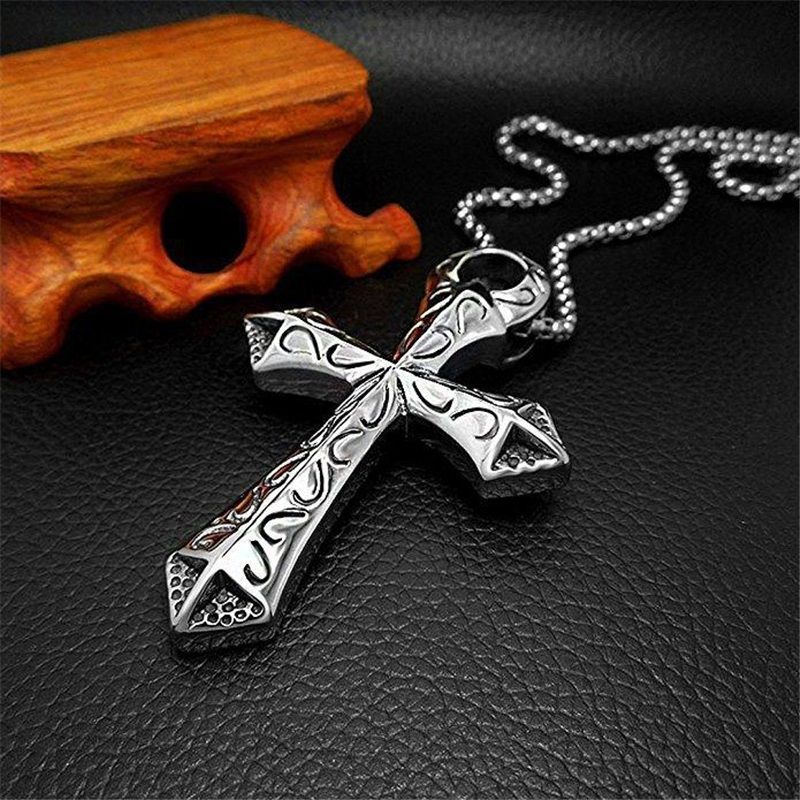 Fashion Accessories > Jewelry > Men Jewelry > Necklaces > Fashion Necklaces 60CM Personalized Cross Necklace Titanium Steel Fashionable Boys Chain Pendant Trendy Personalized Pendant+Free gift box