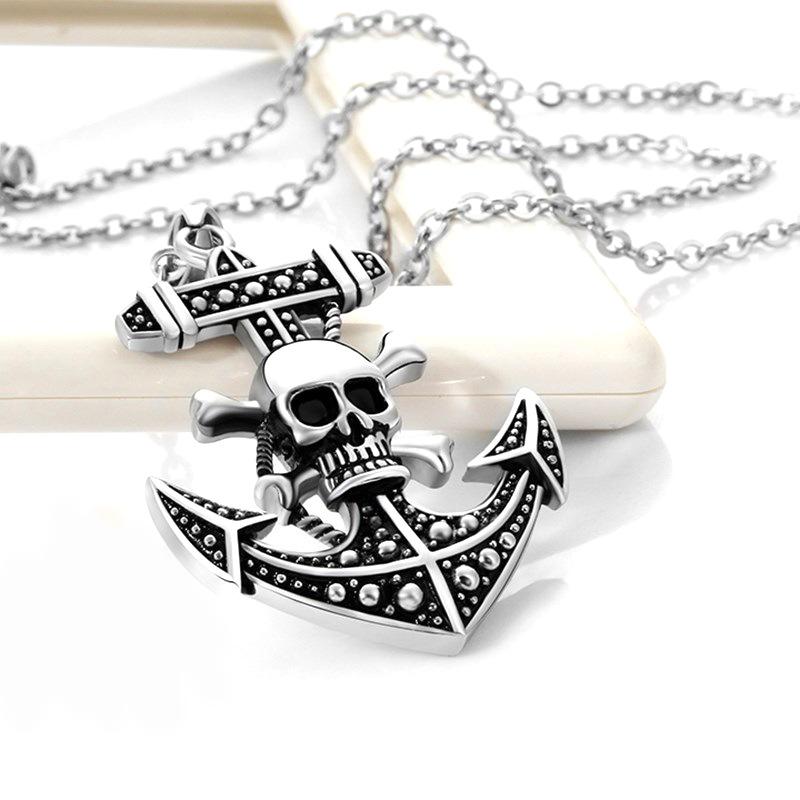 Fashion Accessories > Jewelry > Men Jewelry > Necklaces  60CM Men's Necklace Skull Anchor Pendant Necklace Men's Hanging Jewelry Pendant Steel Chain Trendy Men's Gift