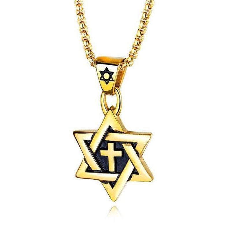 Fashion Accessories > Jewelry > Men Jewelry > Necklaces > Fashion Necklaces 60CM Six-pointed Star Men's Necklace Men's Trendy Hip-hop Pendant Pendant Long Sweater Chain Accessories Gifts+Free gift box