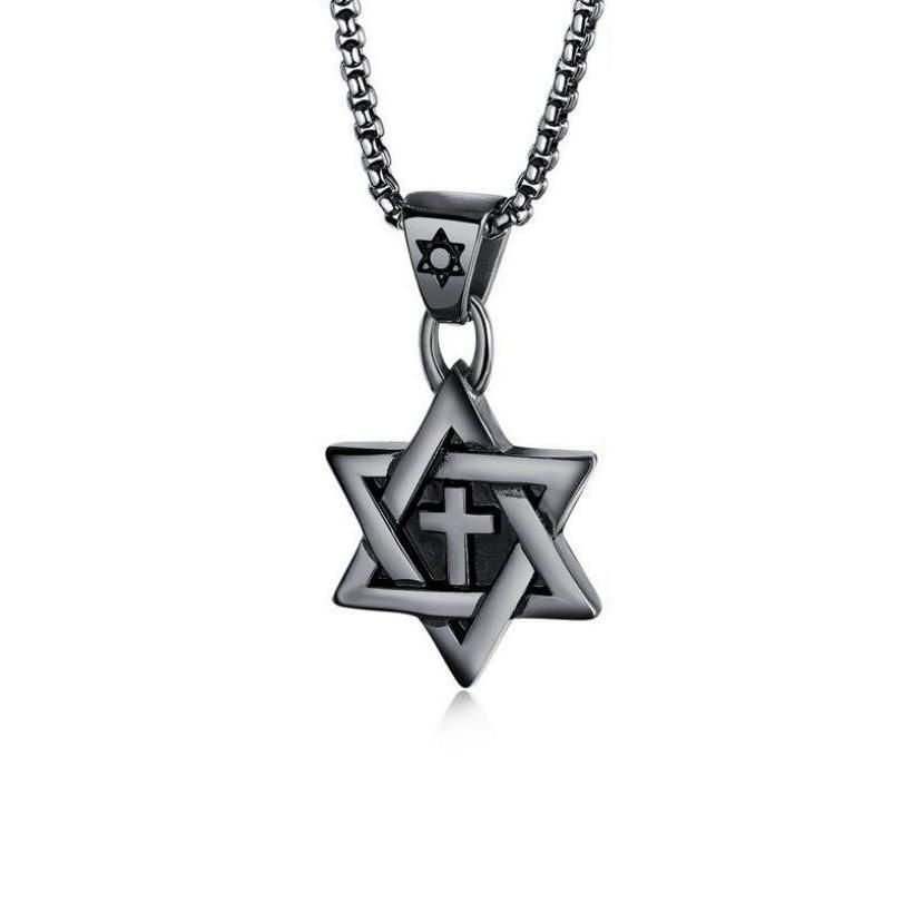 Fashion Accessories > Jewelry > Men Jewelry > Necklaces > Fashion Necklaces 60CM Six-pointed Star Men's Necklace Men's Trendy Hip-hop Pendant Pendant Long Sweater Chain Accessories Gifts+Free gift box