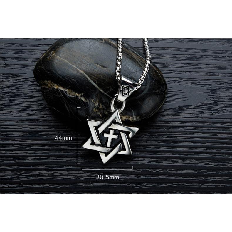 Fashion Accessories > Jewelry > Men Jewelry > Necklaces > Fashion Necklaces 60CM Six-pointed Star Men's Necklace Men's Trendy Hip-hop Pendant Pendant Long Sweater Chain Accessories Gifts+Free gift box