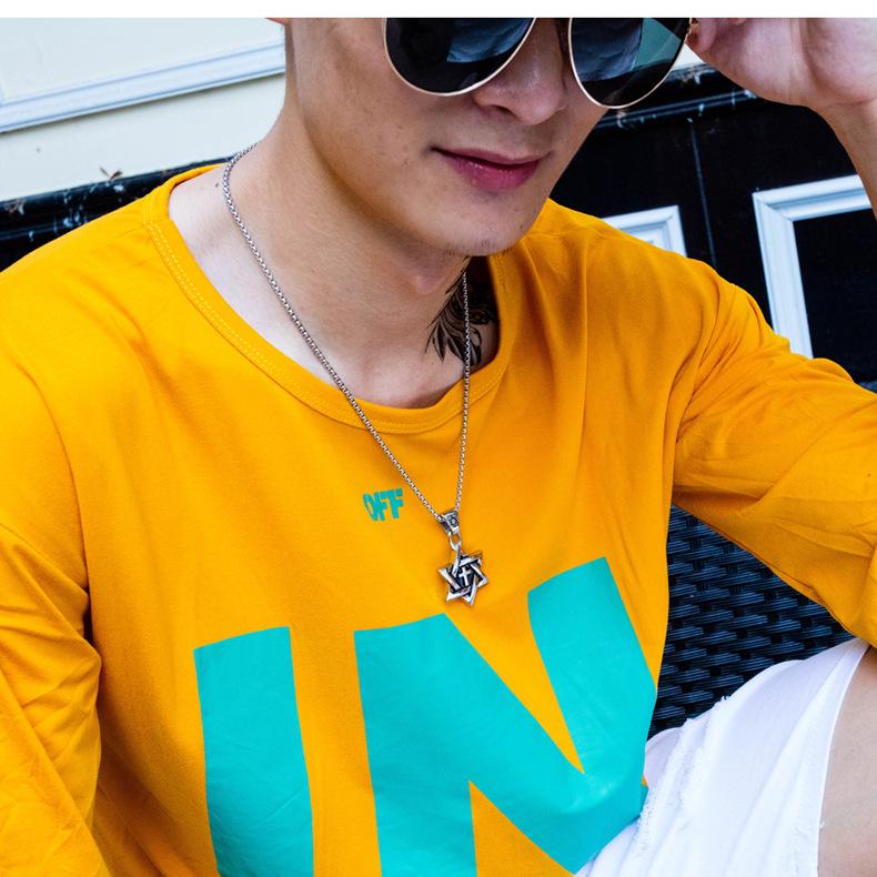 Fashion Accessories > Jewelry > Men Jewelry > Necklaces > Fashion Necklaces 60CM Six-pointed Star Men's Necklace Men's Trendy Hip-hop Pendant Pendant Long Sweater Chain Accessories Gifts+Free gift box