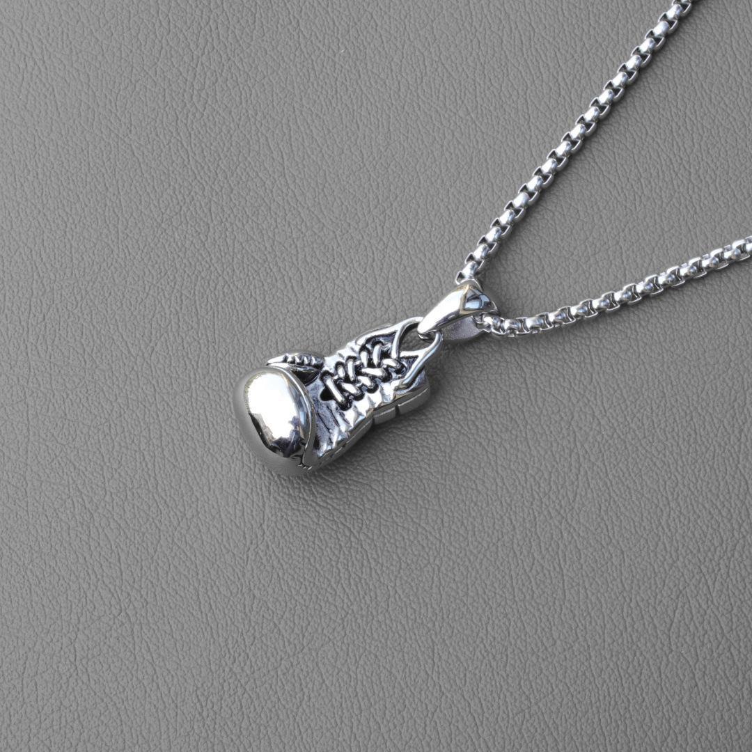 Wear It And Be The Hardest-Core Fitness Expert! 60cm Fitness Necklace, Muscle Boxing Pendant, Titanium Steel Material, Release Your Strength Attitude Men Jewelry > Necklaces