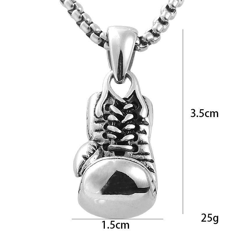 Wear It And Be The Hardest-Core Fitness Expert! 60cm Fitness Necklace, Muscle Boxing Pendant, Titanium Steel Material, Release Your Strength Attitude Men Jewelry > Necklaces