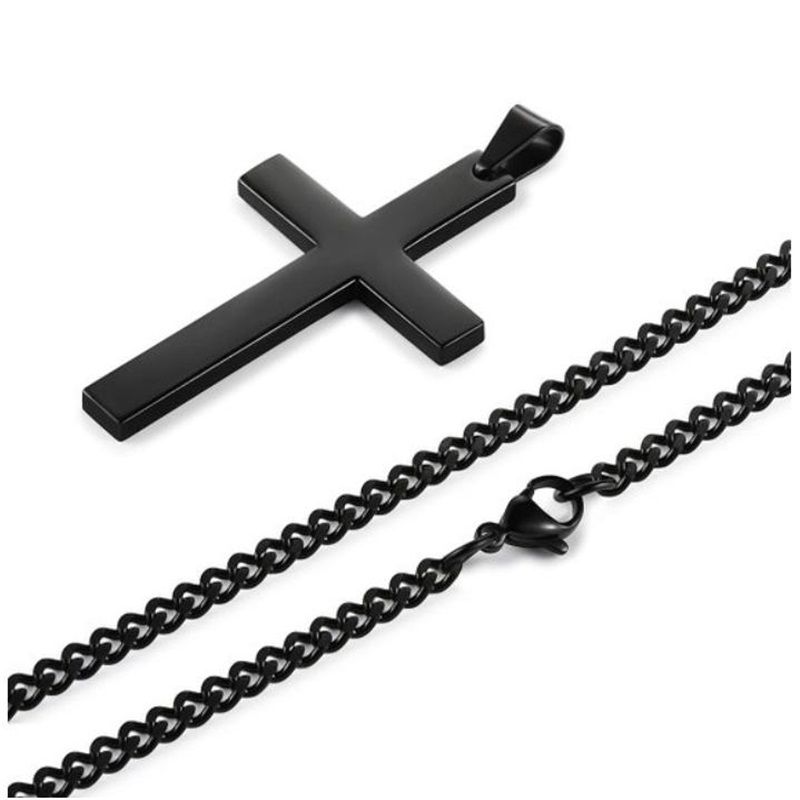 60CM Titanium Steel Cross Necklace Gold, Silver And Black Three-color Minimalist Pendant European And American Retro Anti-allergic Trend Chain Men And Women Same Style Versatile Fashion Necklaces