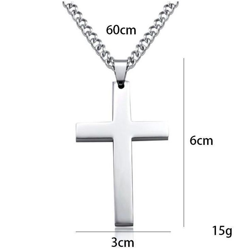 60CM Titanium Steel Cross Necklace Gold, Silver And Black Three-color Minimalist Pendant European And American Retro Anti-allergic Trend Chain Men And Women Same Style Versatile Fashion Necklaces