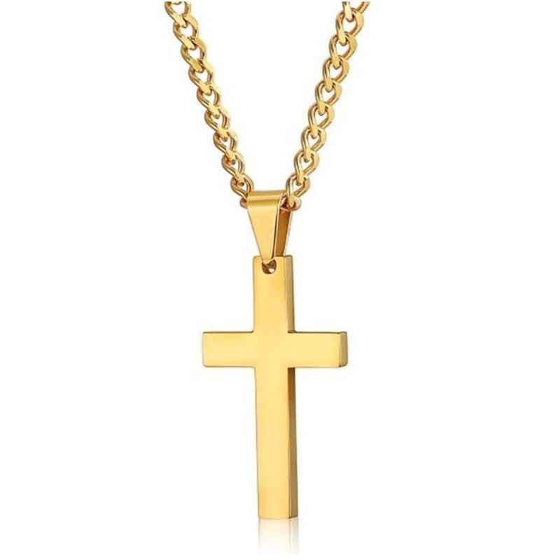60CM Titanium Steel Cross Necklace Gold, Silver And Black Three-color Minimalist Pendant European And American Retro Anti-allergic Trend Chain Men And Women Same Style Versatile Fashion Necklaces