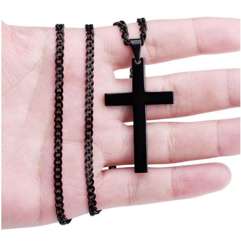 60CM Titanium Steel Cross Necklace Gold, Silver And Black Three-color Minimalist Pendant European And American Retro Anti-allergic Trend Chain Men And Women Same Style Versatile Fashion Necklaces