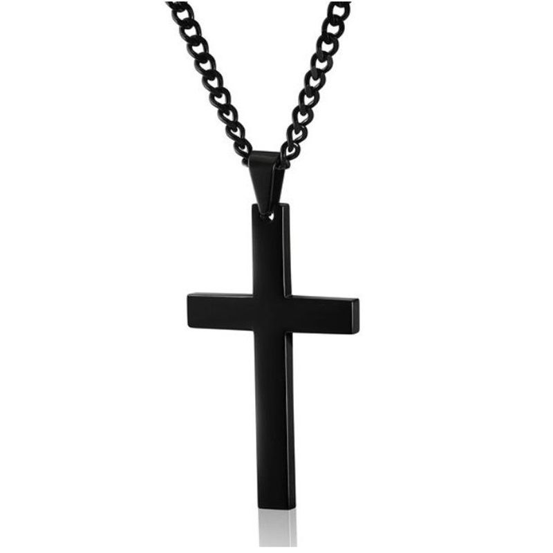 60CM Titanium Steel Cross Necklace Gold, Silver And Black Three-color Minimalist Pendant European And American Retro Anti-allergic Trend Chain Men And Women Same Style Versatile Fashion Necklaces