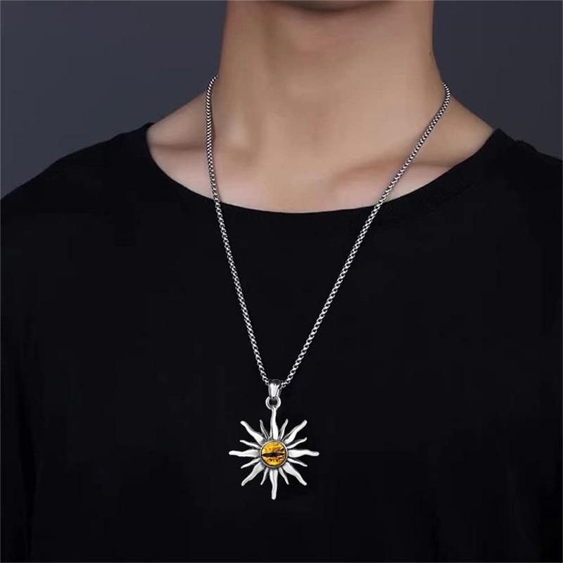 60cm Titanium Steel Evil Eye Necklace European And American Harajuku Punk Style Anti-allergic Lifelong Color Protection Men And Women Same Dark Style Disco Music Festival Eye-catching Tool