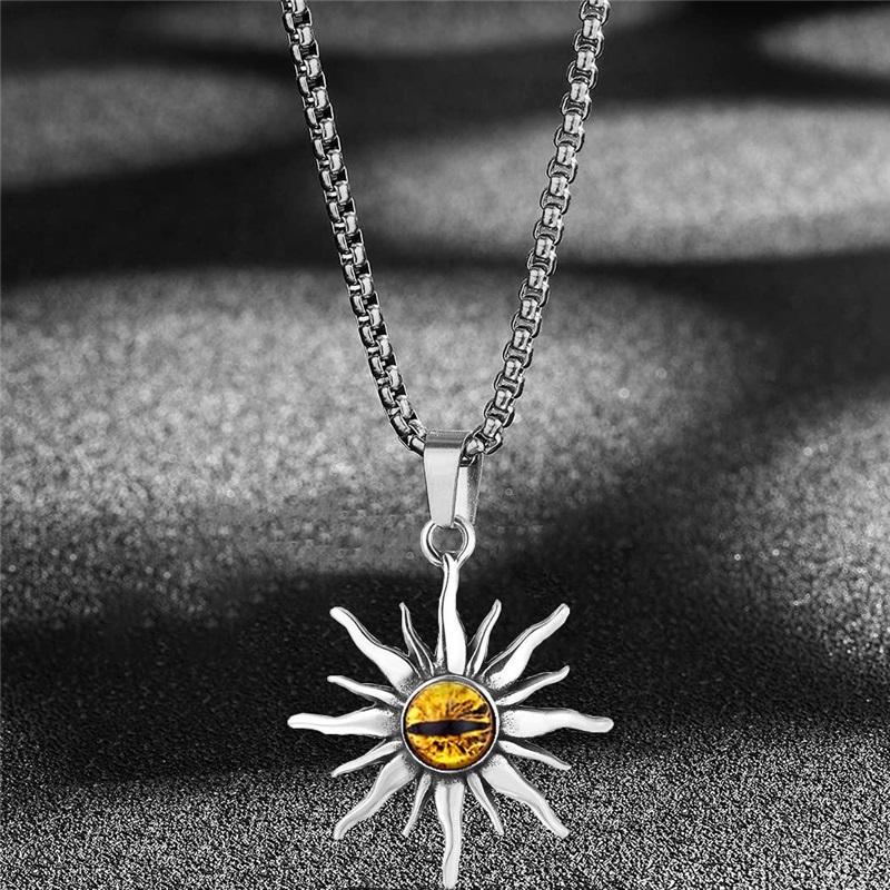 60cm Titanium Steel Evil Eye Necklace European And American Harajuku Punk Style Anti-allergic Lifelong Color Protection Men And Women Same Dark Style Disco Music Festival Eye-catching Tool