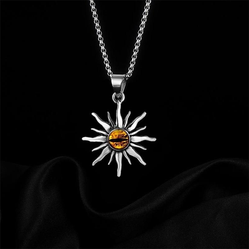 60cm Titanium Steel Evil Eye Necklace European And American Harajuku Punk Style Anti-allergic Lifelong Color Protection Men And Women Same Dark Style Disco Music Festival Eye-catching Tool