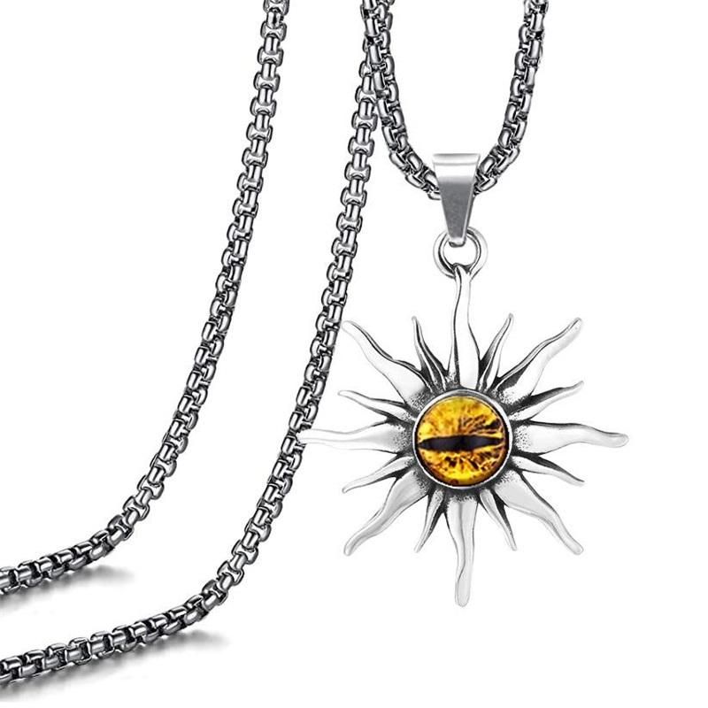60cm Titanium Steel Evil Eye Necklace European And American Harajuku Punk Style Anti-allergic Lifelong Color Protection Men And Women Same Dark Style Disco Music Festival Eye-catching Tool