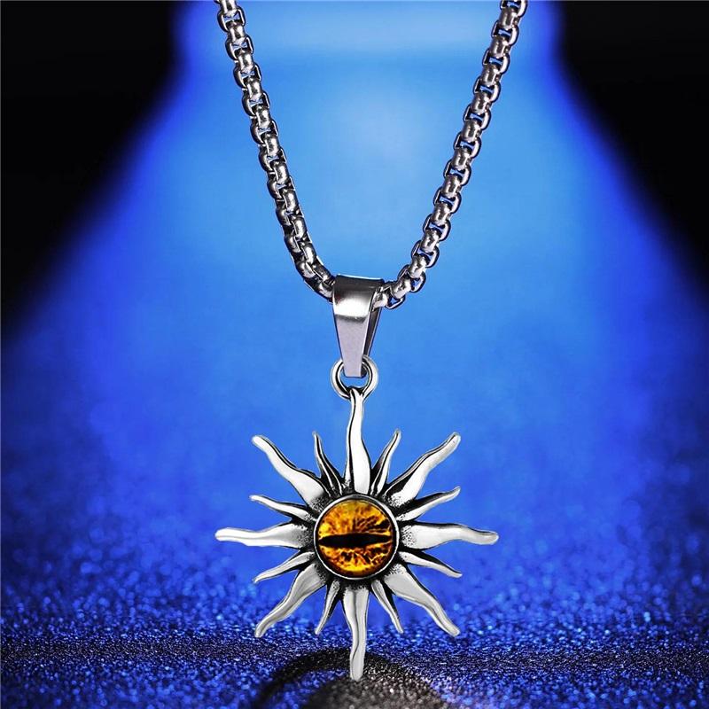 60cm Titanium Steel Evil Eye Necklace European And American Harajuku Punk Style Anti-allergic Lifelong Color Protection Men And Women Same Dark Style Disco Music Festival Eye-catching Tool