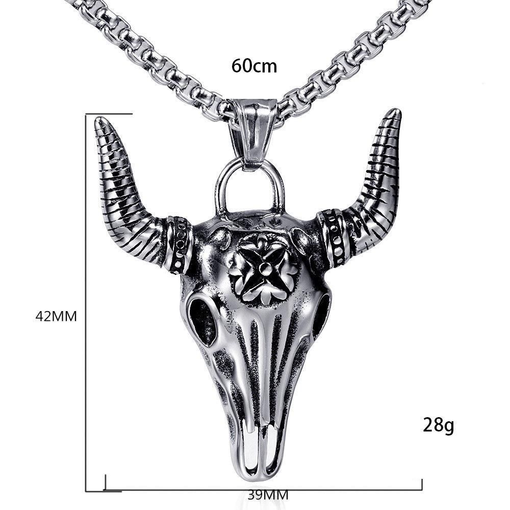 Demon Goat King Necklace 60cm Extended Titanium Steel Collarbone Chain! 3D Three-dimensional Skull Pendant, Dark Wind In Europe And America Fashion Accessories > Jewelry > Men Jewelry > Necklaces