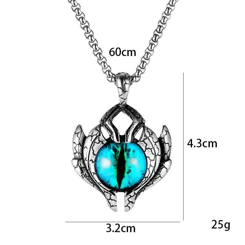 Evil Eye Guardian·Tibetan Steel Tide Chain 60CM European And American Hip Hop Necklace Türkiye Devil's Eye Pendant Purple Yellow Red Blue Four Colors Glow Men Jewelry > Necklaces > Fashion Necklaces
