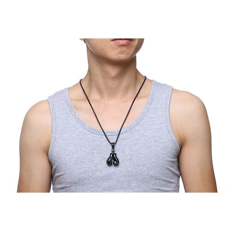 Fisting Faith·Titanium Steel Chain Necklace 60CM European And American Trendy Men's Necklace 3D Three-dimensional Boxing Gloves Pendant Gold, Silver And Black Three-color Electroplated Fitness Jewelry