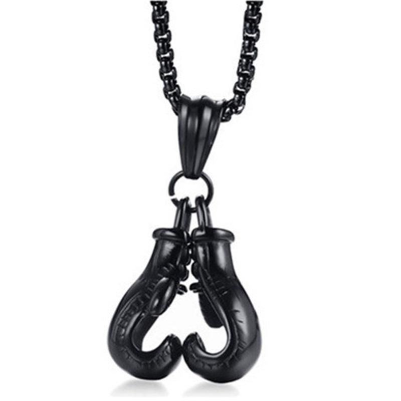 Fisting Faith·Titanium Steel Chain Necklace 60CM European And American Trendy Men's Necklace 3D Three-dimensional Boxing Gloves Pendant Gold, Silver And Black Three-color Electroplated Fitness Jewelry