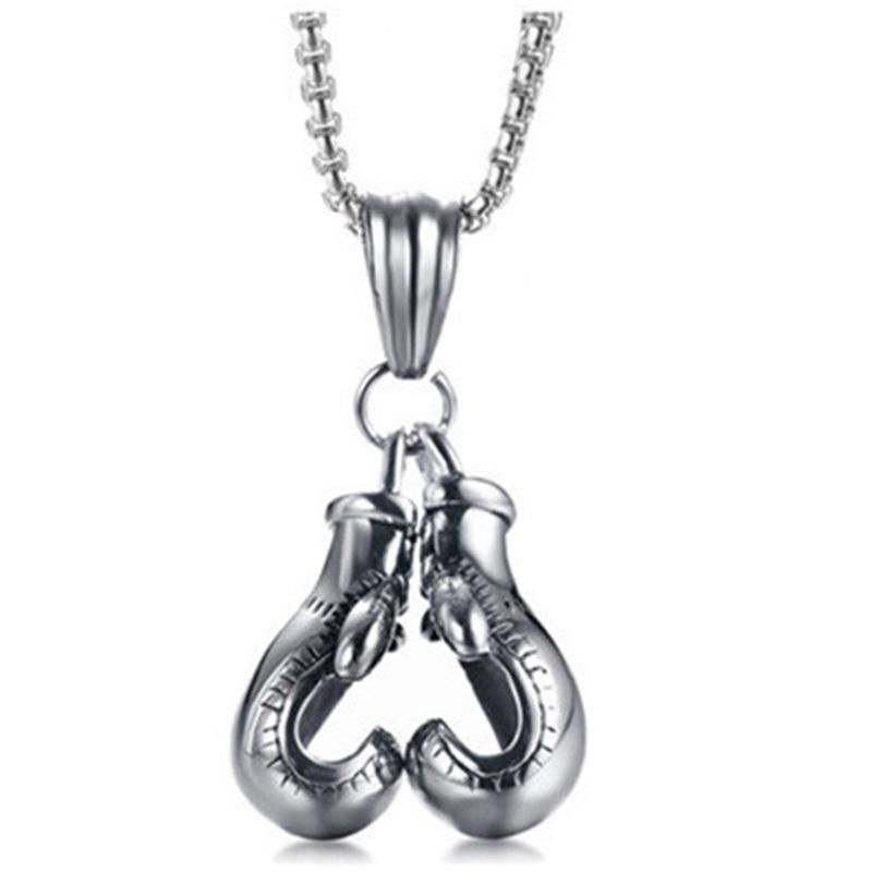 Fisting Faith·Titanium Steel Chain Necklace 60CM European And American Trendy Men's Necklace 3D Three-dimensional Boxing Gloves Pendant Gold, Silver And Black Three-color Electroplated Fitness Jewelry