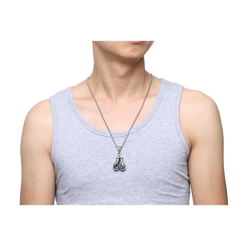 Fisting Faith·Titanium Steel Chain Necklace 60CM European And American Trendy Men's Necklace 3D Three-dimensional Boxing Gloves Pendant Gold, Silver And Black Three-color Electroplated Fitness Jewelry