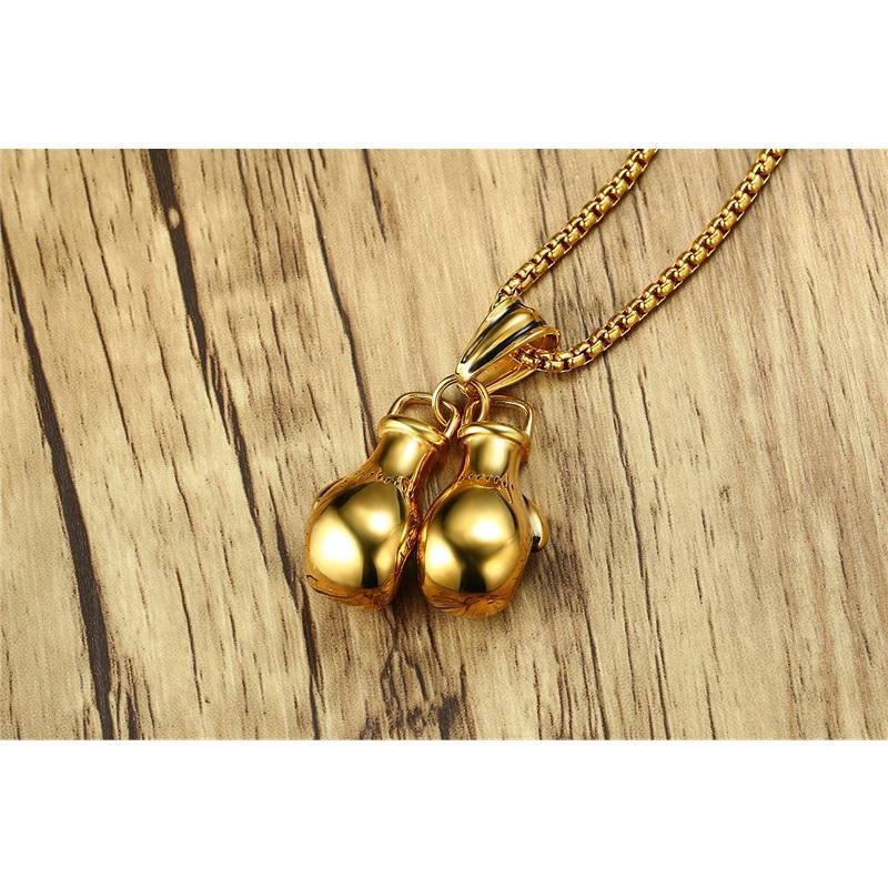 Fisting Faith·Titanium Steel Chain Necklace 60CM European And American Trendy Men's Necklace 3D Three-dimensional Boxing Gloves Pendant Gold, Silver And Black Three-color Electroplated Fitness Jewelry