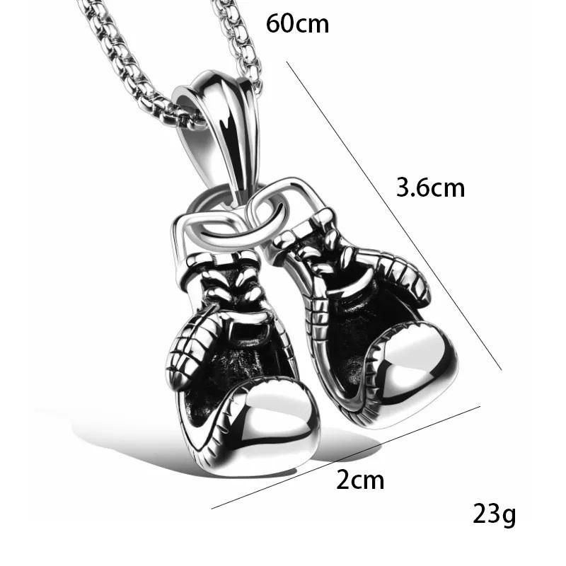 Fisting Faith·Titanium Steel Chain Necklace 60CM European And American Trendy Men's Necklace 3D Three-dimensional Boxing Gloves Pendant Gold, Silver And Black Three-color Electroplated Fitness Jewelry