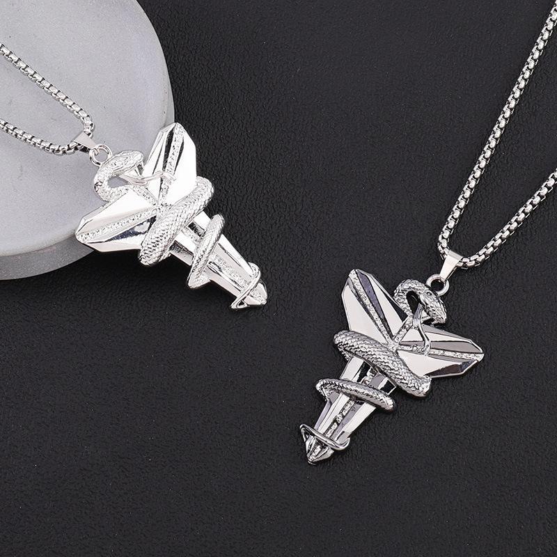Dark Tide Chain 60cm Black Silver Snake Wrapped Cross Necklace Men And Women's Same Style Versatile Style Collarbone Chain Fashion Accessories > Jewelry > Men Jewelry  Fashion Necklaces+Free gift box
