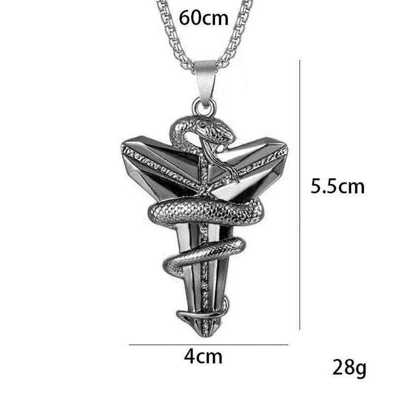 Dark Tide Chain 60cm Black Silver Snake Wrapped Cross Necklace Men And Women's Same Style Versatile Style Collarbone Chain Fashion Accessories > Jewelry > Men Jewelry  Fashion Necklaces+Free gift box