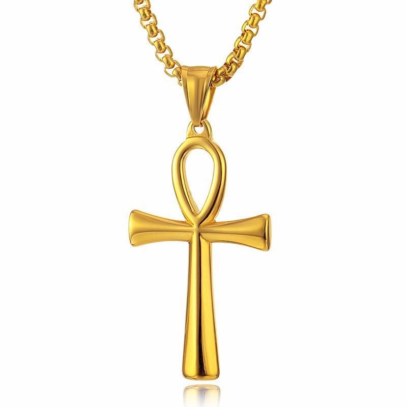 2025 Light Luxury 60CM Three-color Gold, Silver And Black Bow Cross Neck! Ancient Egyptian Mysterious Glossy Pendant, Collarbone Chain For Men And Women Men Jewelry > Necklaces+Free gift box