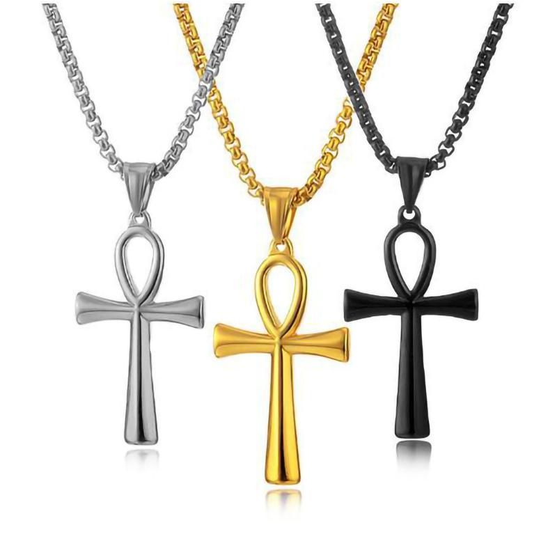 2025 Light Luxury 60CM Three-color Gold, Silver And Black Bow Cross Neck! Ancient Egyptian Mysterious Glossy Pendant, Collarbone Chain For Men And Women Men Jewelry > Necklaces+Free gift box