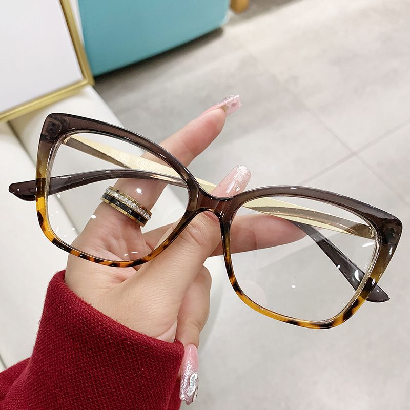 Fashion Accessories > Accessories > Women Accessories > Sunglasses & Eyewear Accessories > Sunglasses  Cat Eye Glasses Women  Color Blocking Design Blue Light Glasses  Trendy Eyewear Frame