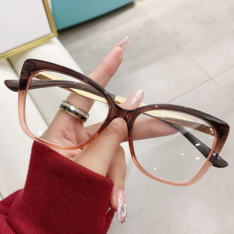 Fashion Accessories > Accessories > Women Accessories > Sunglasses & Eyewear Accessories > Sunglasses  Cat Eye Glasses Women  Color Blocking Design Blue Light Glasses  Trendy Eyewear Frame